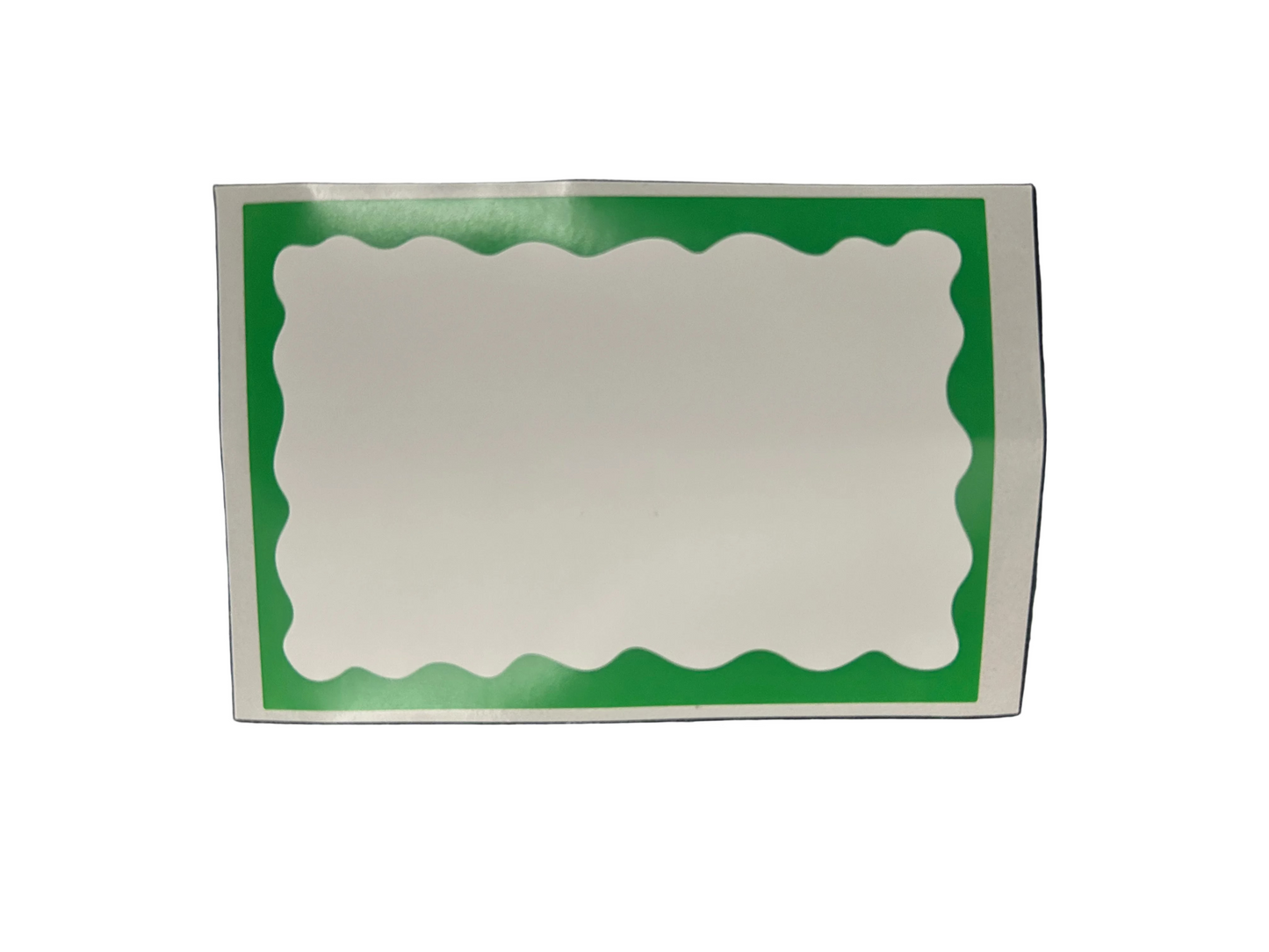UAS Blank Eggshell Stickers- Green Wavy Border Pack of 50