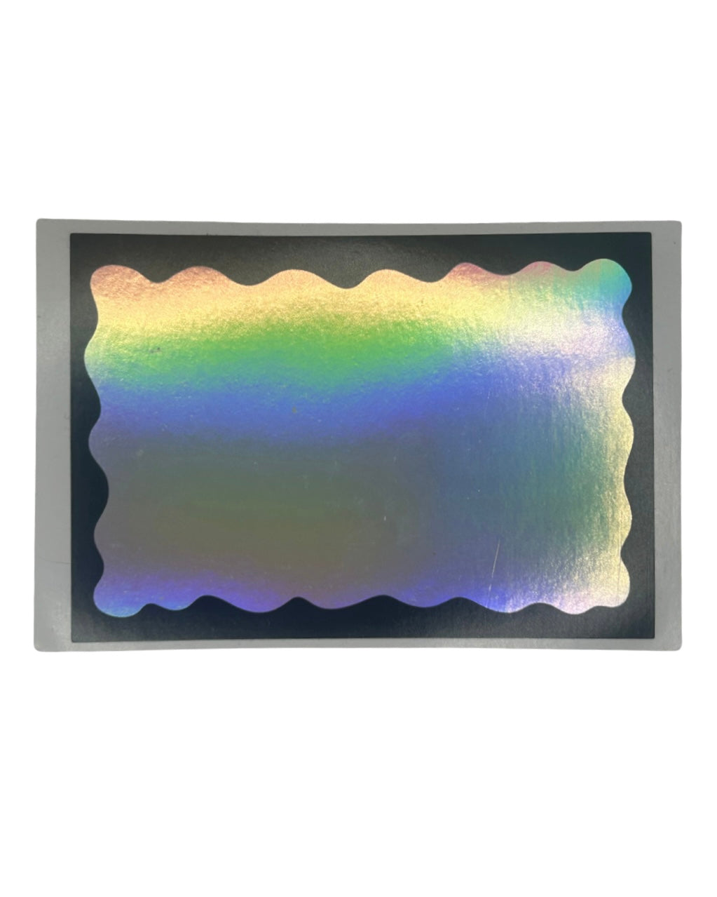 UAS Blank Eggshell Stickers- Holographic  Black Wavy Border-Pack of 50