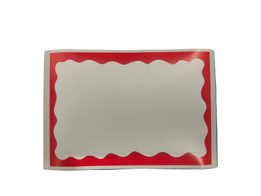 UAS Blank Eggshell Stickers- Red Wavy Border Pack of 50